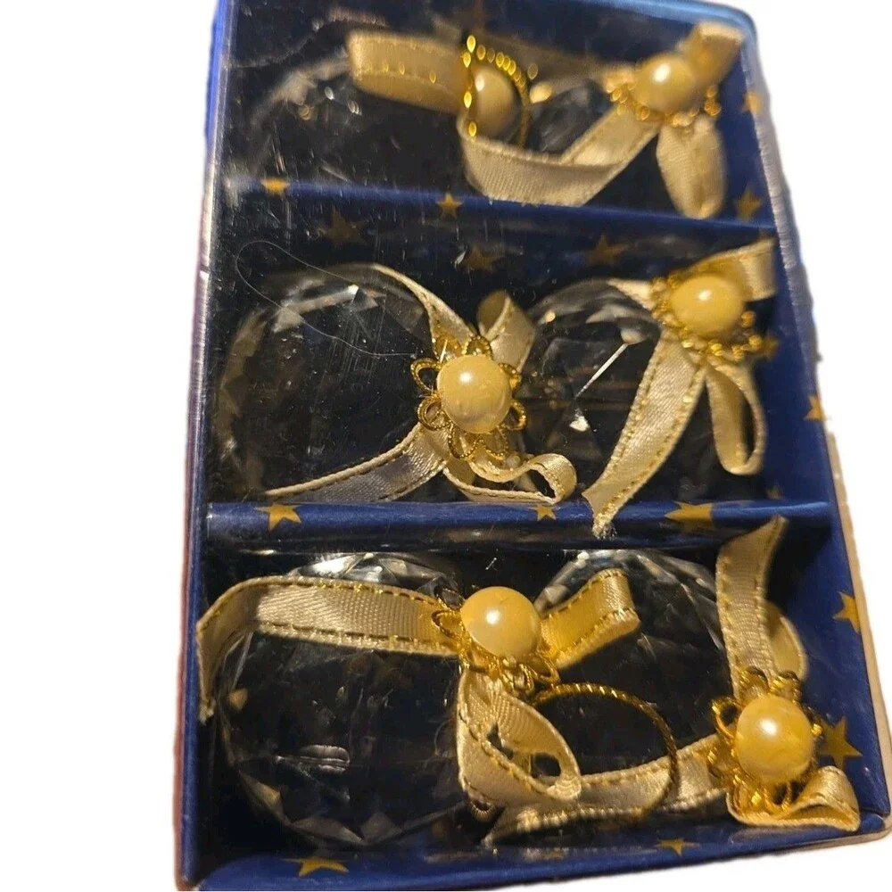 Vintage Multifaceted Crystal Christmas Ornaments New Old Stock